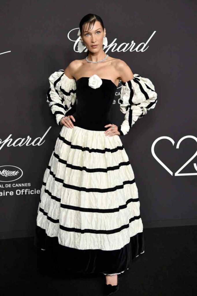 GIRL.BLACK: BELLA HADID. “CHOPARD LOVES CINEMA”. GALA DINNER, IN CANNES. SUMPTUOUS STYLE.